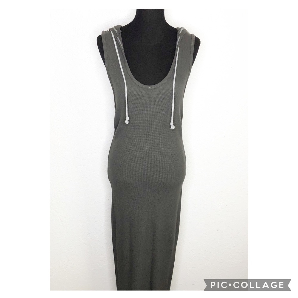 R&R Surplus charcoal gray hooded thermal tank maxi dress size Medium NWT